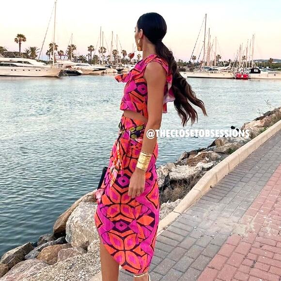 ZARA Co-Ord Set Printed Crop Top and Midi Skirt NWT - Picture 12 of 14